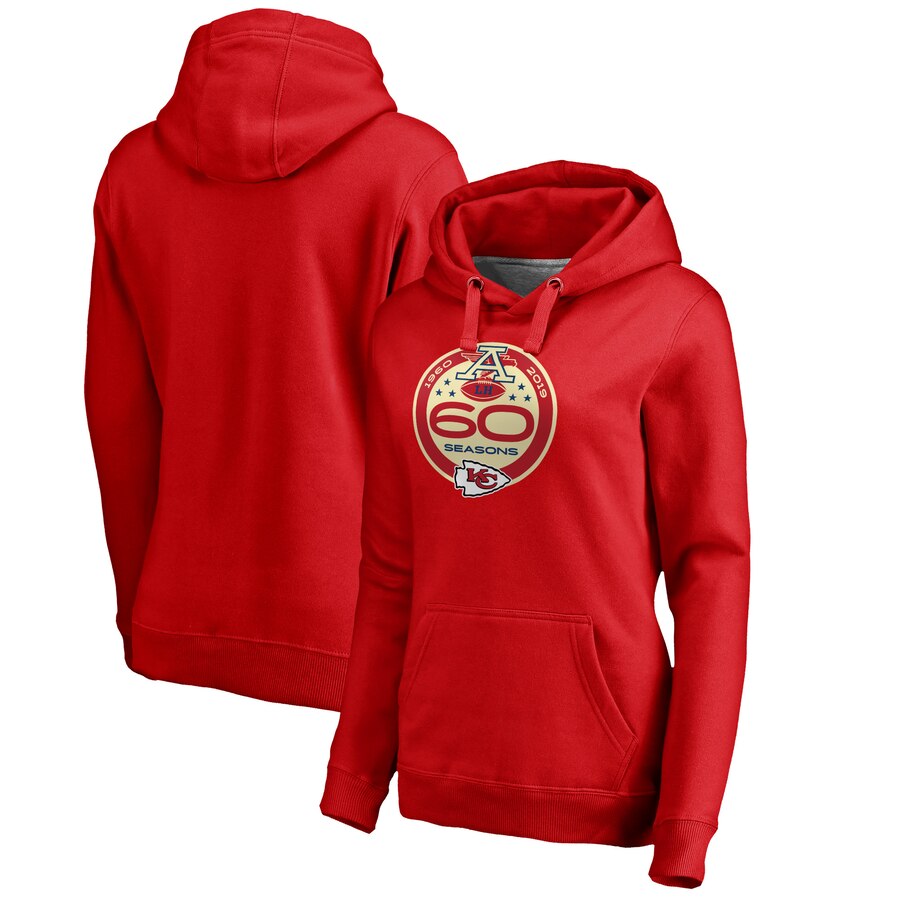 Kansas City Chiefs NFL Pro Line by Fanatics Branded Women 60th Season Logo Pullover Hoodie Red->women nfl jersey->Women Jersey